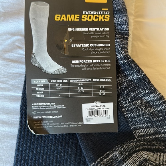 NWT- EVOSHIELD Baseball GAME SOCKS. Dark blue/ Navy. Size LARGE. - Picture 5 of 8